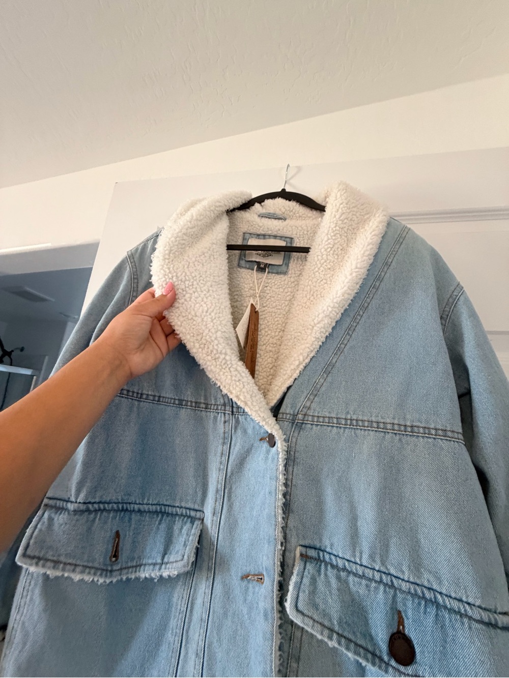 Ashley By 26 International Light Blue Denim Jacket with White Sherpa Lining
